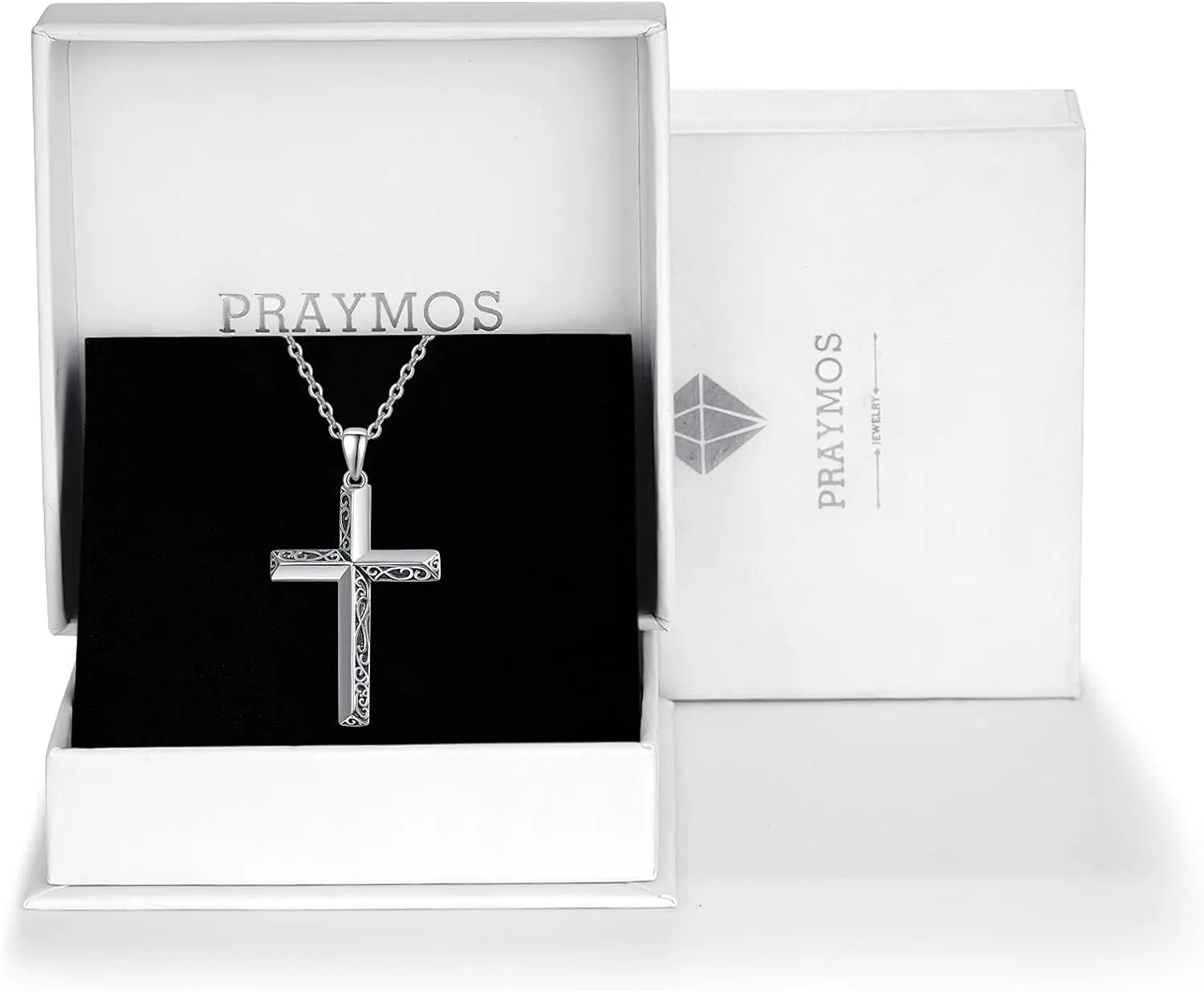 PRAYMOS Cross Necklace for Women Men 925 Sterling Silver Simple Dainty Cross Necklace Women Christian Religious Jewelry Gifts