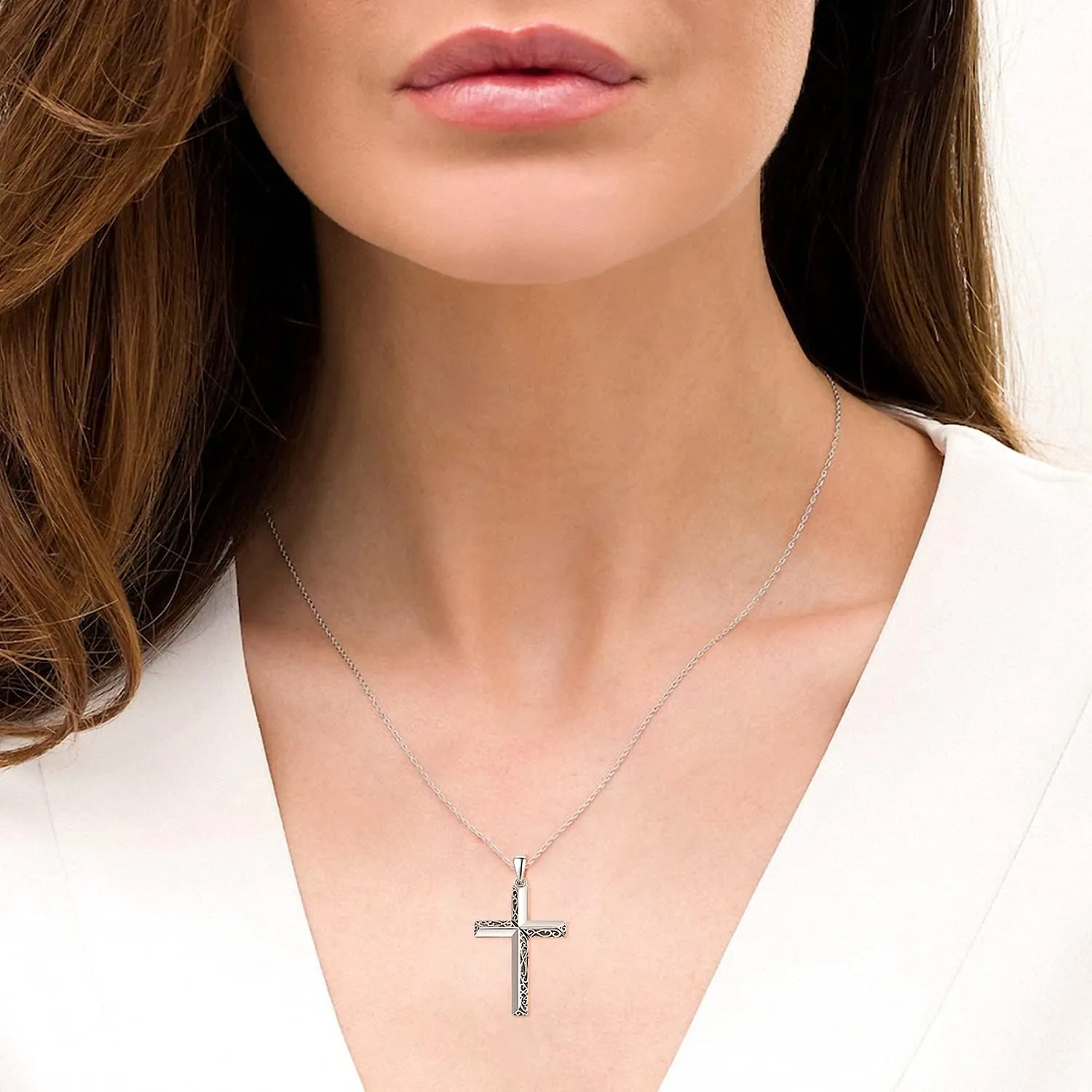 PRAYMOS Cross Necklace for Women Men 925 Sterling Silver Simple Dainty Cross Necklace Women Christian Religious Jewelry Gifts