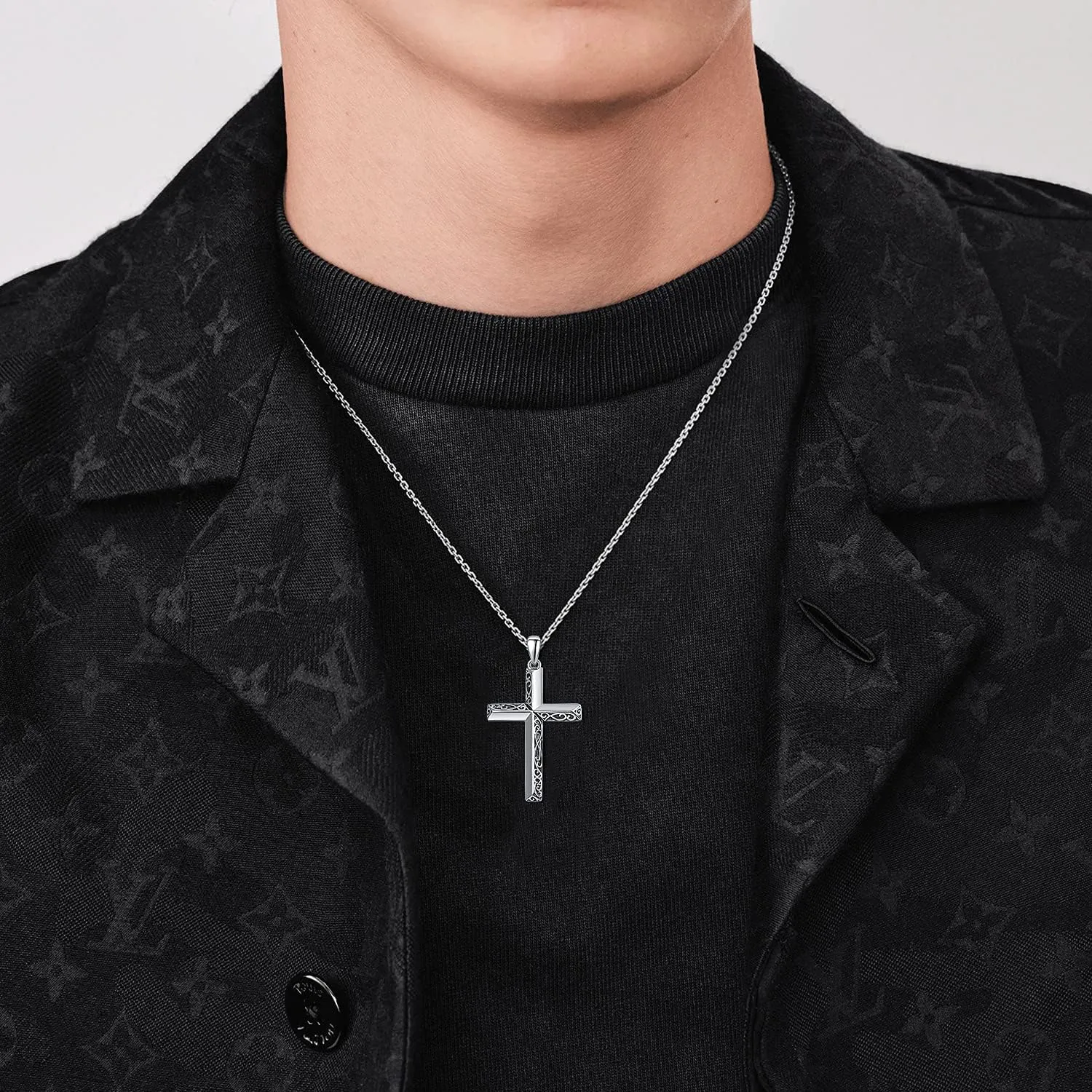 PRAYMOS Cross Necklace for Women Men 925 Sterling Silver Simple Dainty Cross Necklace Women Christian Religious Jewelry Gifts