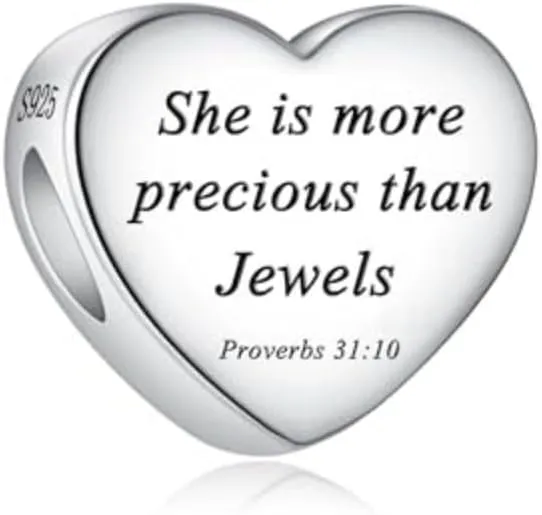 precious Heart Charm Fit Charms Bracelet Christian Bible Verse Charm Prayer Faith Religious Jewelry Gifts for Women C