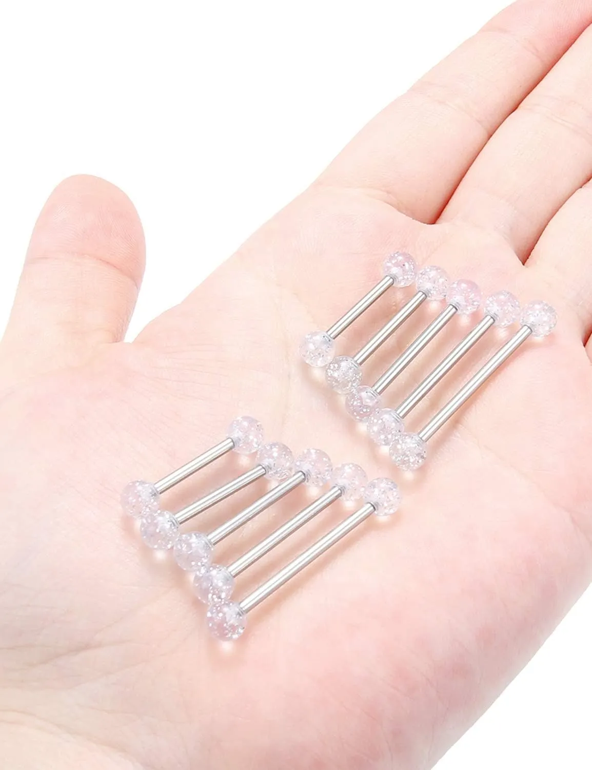 Prjndjw 14G Surgical Steel Straight Barbell - Tongue & Nipple Rings for Women & Men - Length 12MM, 14MM, 16MM, 18MM, 22mm - Piercing Jewelry