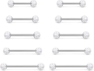 Prjndjw 14G Surgical Steel Straight Barbell - Tongue & Nipple Rings for Women & Men - Length 12MM, 14MM, 16MM, 18MM, 22mm - Piercing Jewelry