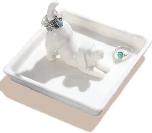 PUDDING CABIN Dog Mom Gifts for Women, Dog Ring Holder Dish Jewelry Holder, Dog Lover Gift for Women Friends Female Mom Grandma Aunt as Mothers Day Birthday Wedding Christmas Gift