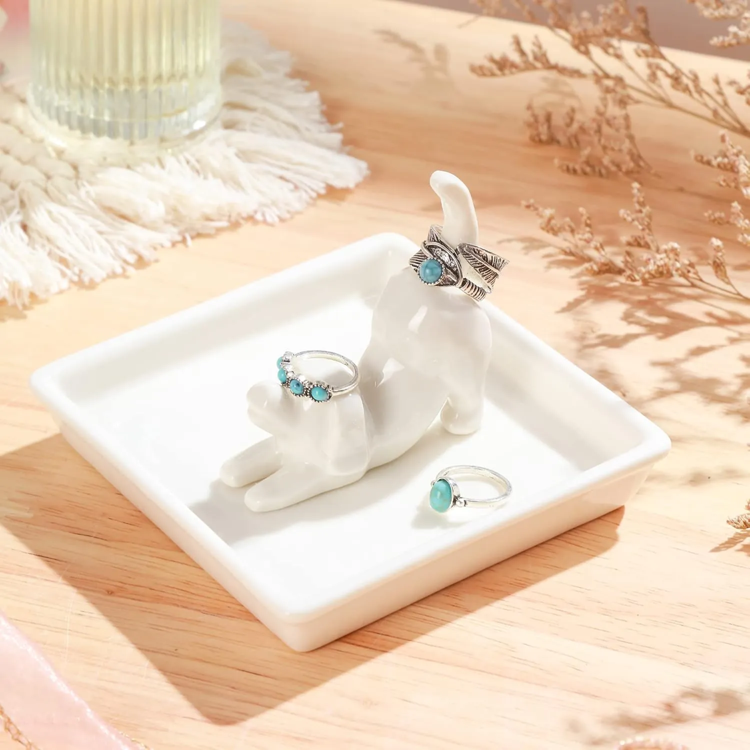 PUDDING CABIN Dog Mom Gifts for Women, Dog Ring Holder Dish Jewelry Holder, Dog Lover Gift for Women Friends Female Mom Grandma Aunt as Mothers Day Birthday Wedding Christmas Gift