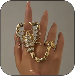 Punk Full Finger Ring Bracelet Scorpion Hand Chains Double Knuckle Ring Harness Cool Punk Hand Ring Halloween Gifts