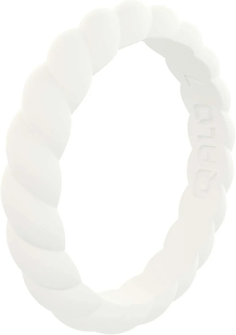 QALO Women's Rubber Silicone Ring, Stackable Twist Rubber Wedding Band, Breathable, Durable Engagement Silicone Ring, 3.3mm Wide 2mm Thick, Multi Colors