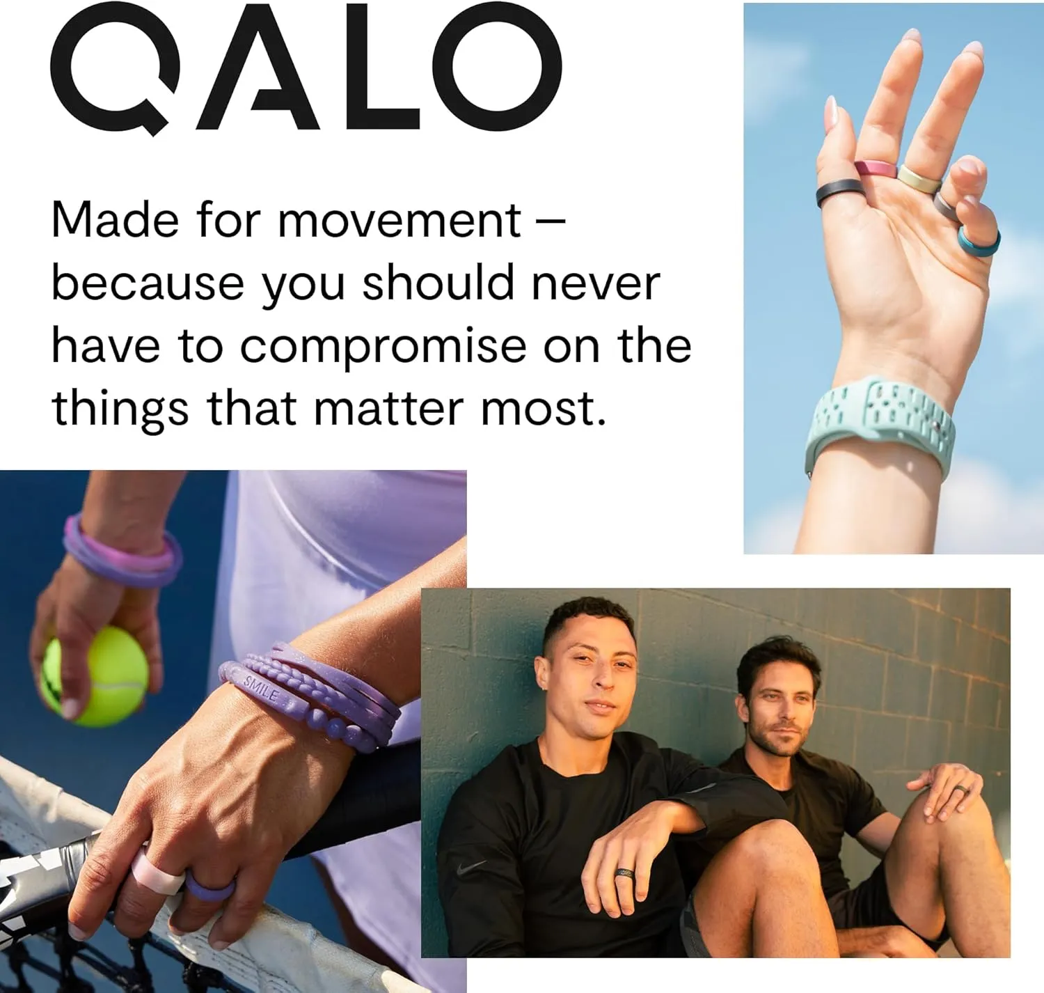 QALO Women's Rubber Silicone Ring, Stackable Twist Rubber Wedding Band, Breathable, Durable Engagement Silicone Ring, 3.3mm Wide 2mm Thick, Multi Colors