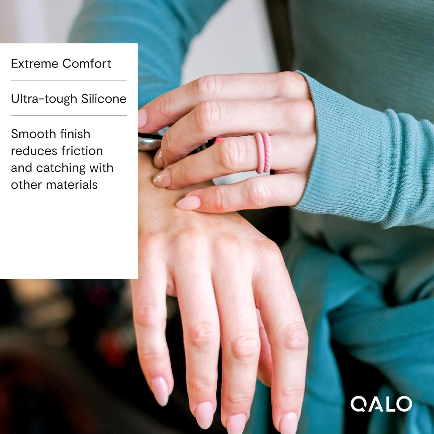 QALO Women's Rubber Silicone Ring, Stackable Twist Rubber Wedding Band, Breathable, Durable Engagement Silicone Ring, 3.3mm Wide 2mm Thick, Multi Colors