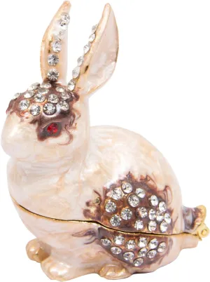 QIFU Hand Painted Enameled Rabbit Style Decorative Hinged Jewelry Trinket Box Unique Gift for Home Decor