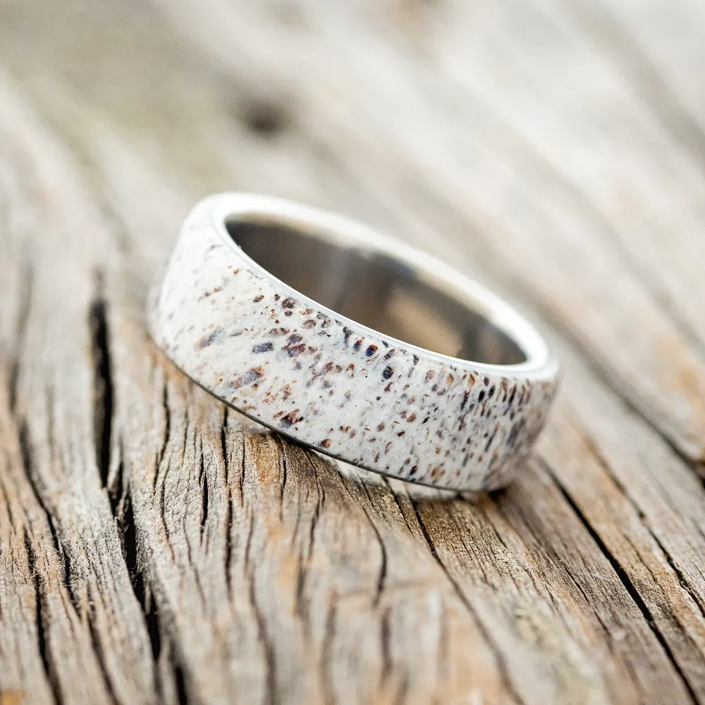 "HAVEN" - ANTLER WEDDING BAND - TITANIUM - SIZE 7 1/2
