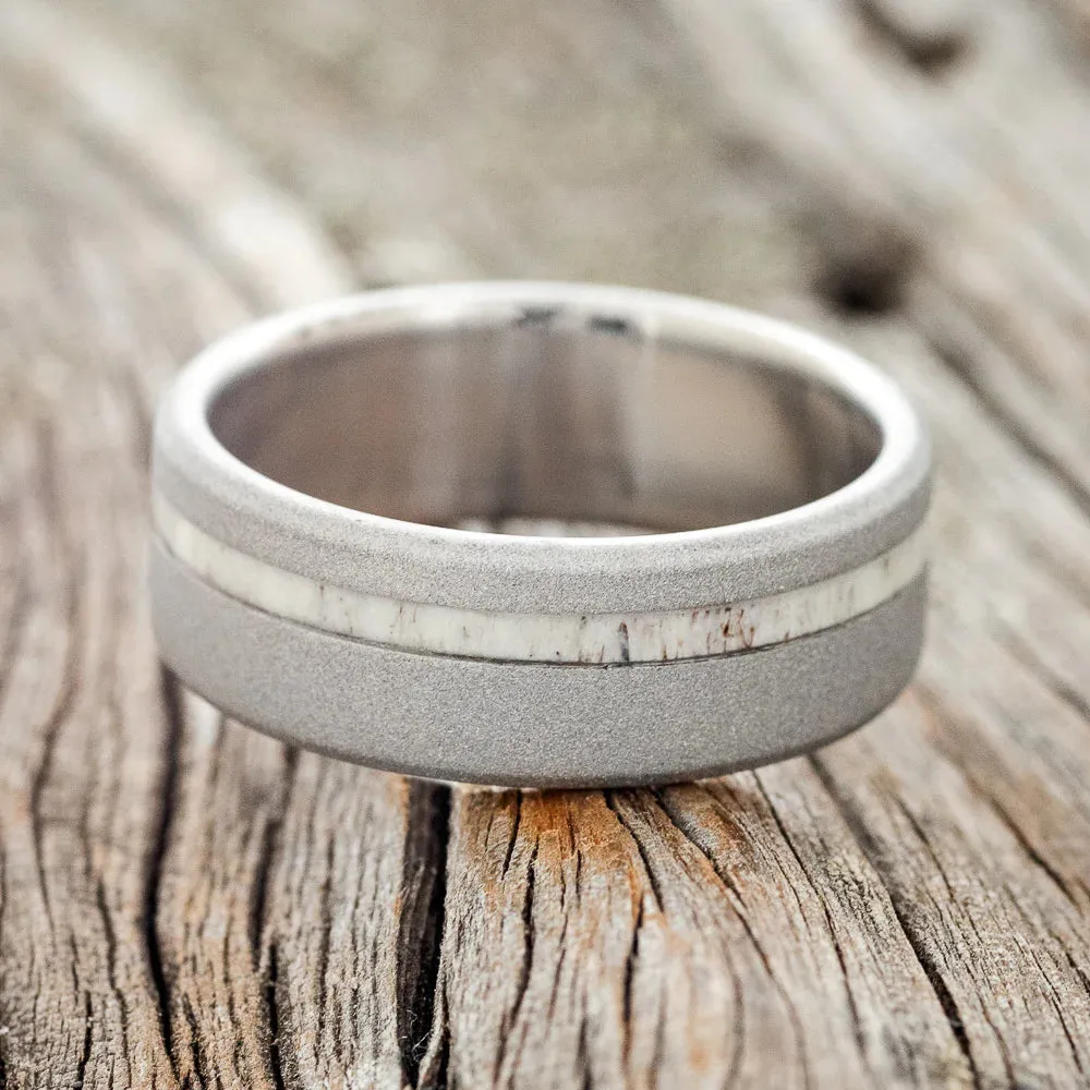"VERTIGO" - ANTLER WEDDING BAND WITH SANDBLASTED FINISH - TITANIUM - SIZE 6 1/2