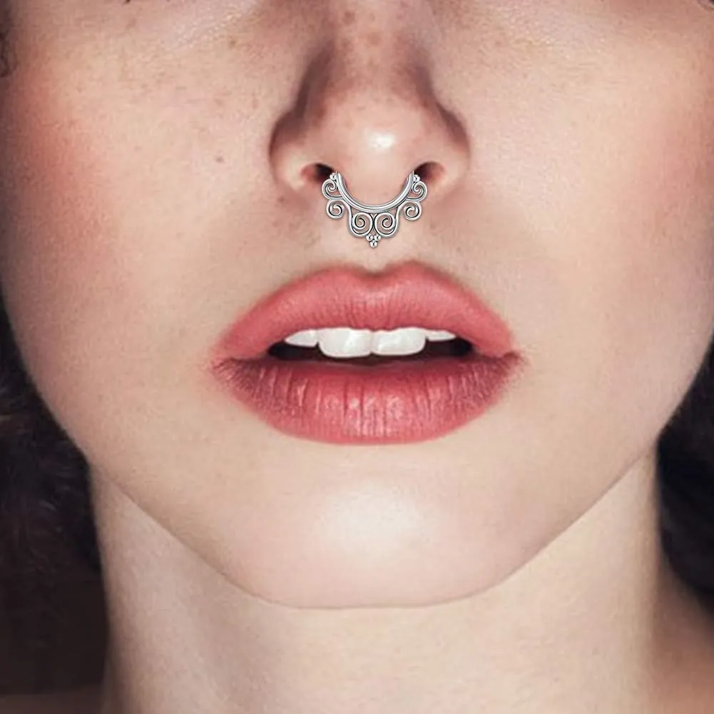 QWALIT Fake Nose Rings & Septum Piercings - Clip On, Non-Piercing, Faux Nose Rings & Hoops for Women & Men