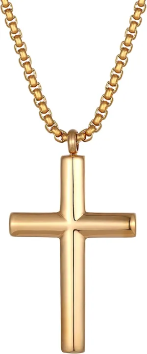 Radiant Mens Cross Necklace  The Lords Cross in a Polished Gold or Silver Finish  Rust & Discoloration Resistant Stainless Steel Pendant and Chain  Jewelry Gift or Accessory for Men