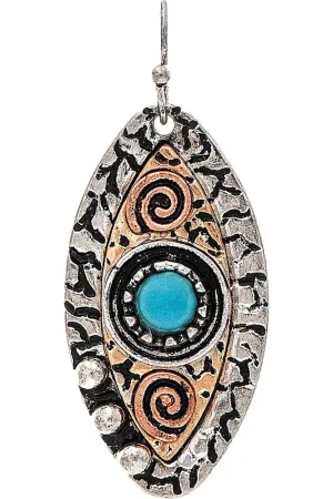 Rain Jewelry Multi Turquoise Eye Center Ellipse Earring
