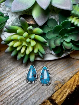 Raleigh Sterling Silver & Kingman Turquoise Teardrop Earring