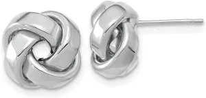 Real 14k White Gold Love Knot Post Studs Earrings 12mm