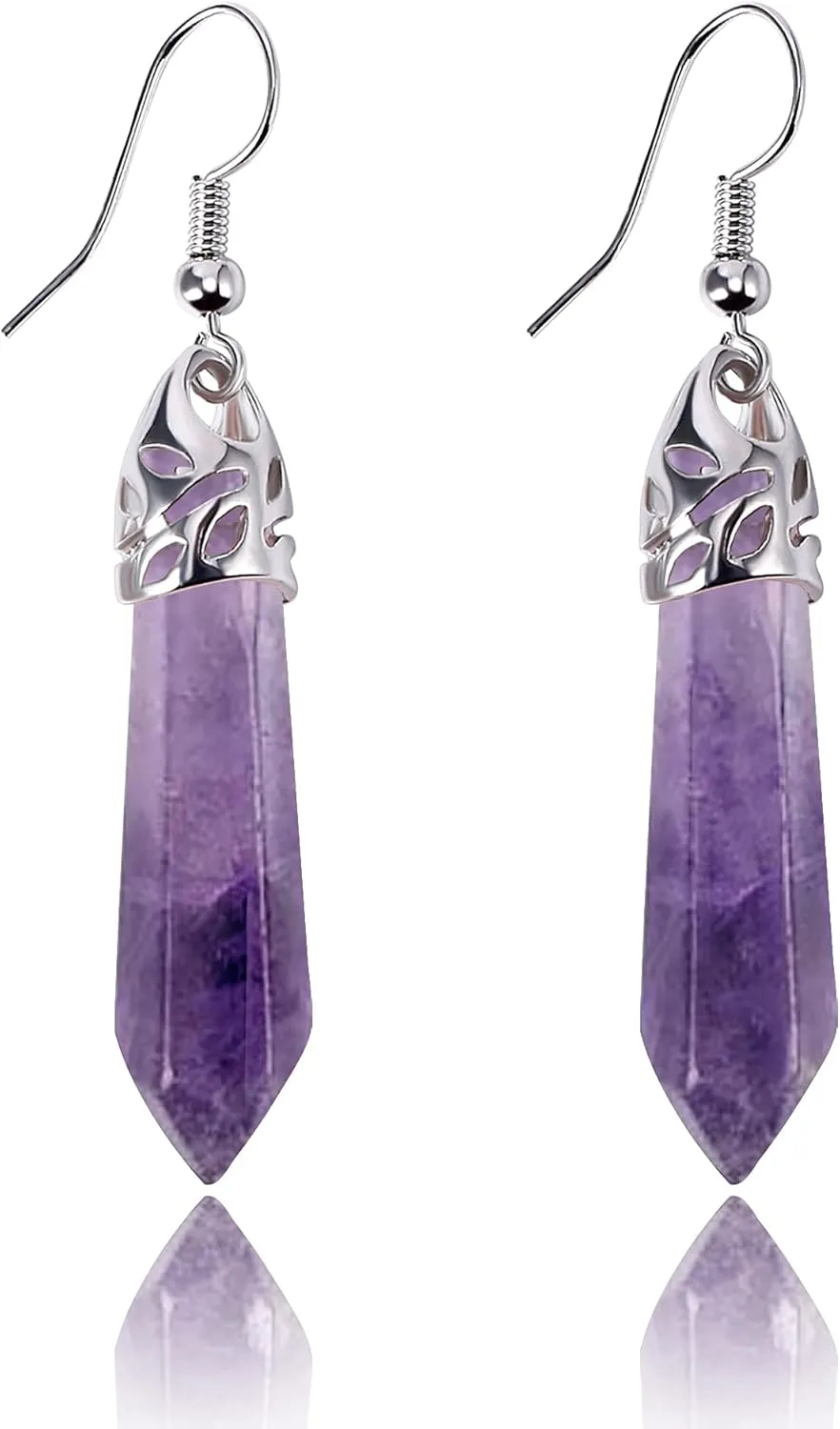 Real Natural Quartz Stone Healing Point Crystal Chakra Dangle Earrings Valentine's day Mother's day Gift