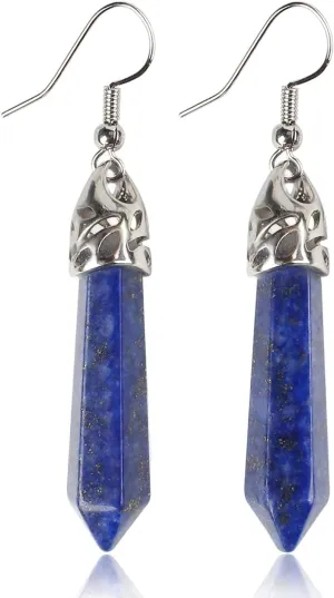 Real Natural Quartz Stone Healing Point Crystal Chakra Dangle Earrings Valentine's day Mother's day Gift