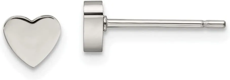 Real Stainless Steel Heart Post Studs Earrings - 5mm x 4mm