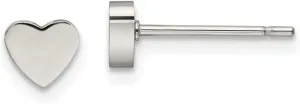 Real Stainless Steel Heart Post Studs Earrings - 5mm x 4mm