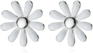 Reffeer Solid 925 Sterling Silver Daisy Flower Stud Earrings Spring for Women Teens Daisy Stud Earrings Flower