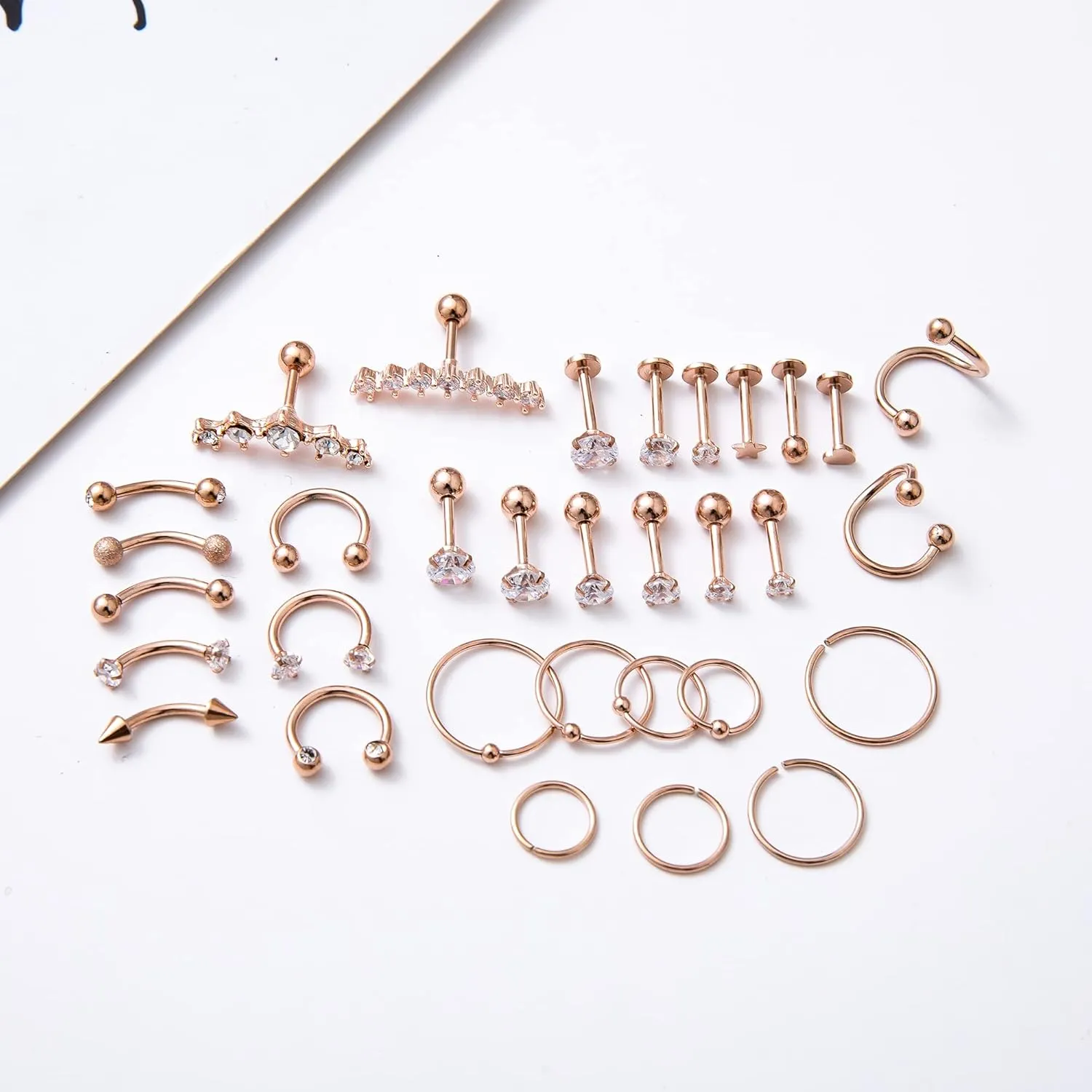 REVOLIA 32Pcs Stainless Steel Cartilage Stud Earrings for Women Conch Helix Tragus Daith Conch Hoop Earing Piercing Jewelry Set