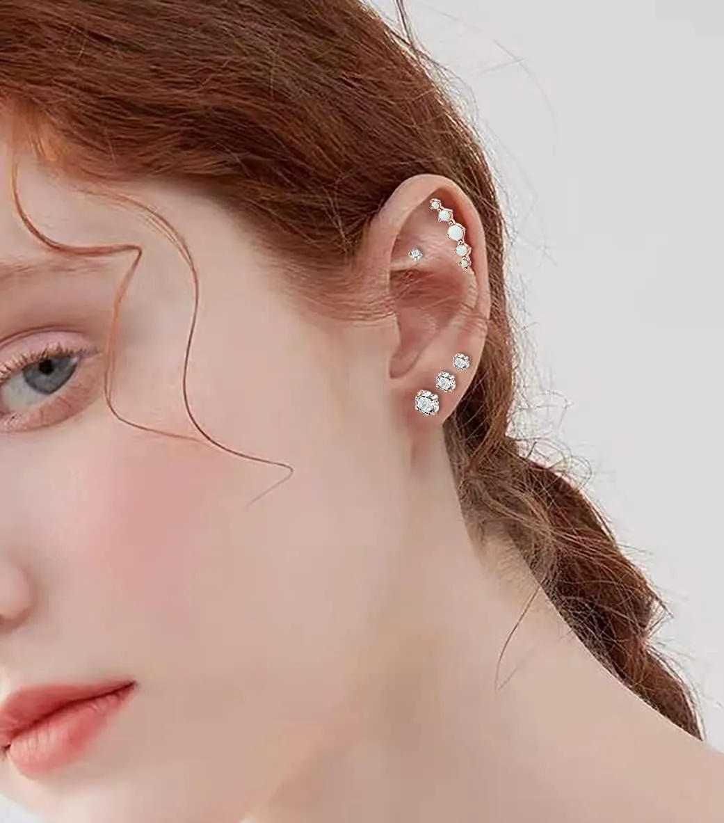 REVOLIA 32Pcs Stainless Steel Cartilage Stud Earrings for Women Conch Helix Tragus Daith Conch Hoop Earing Piercing Jewelry Set