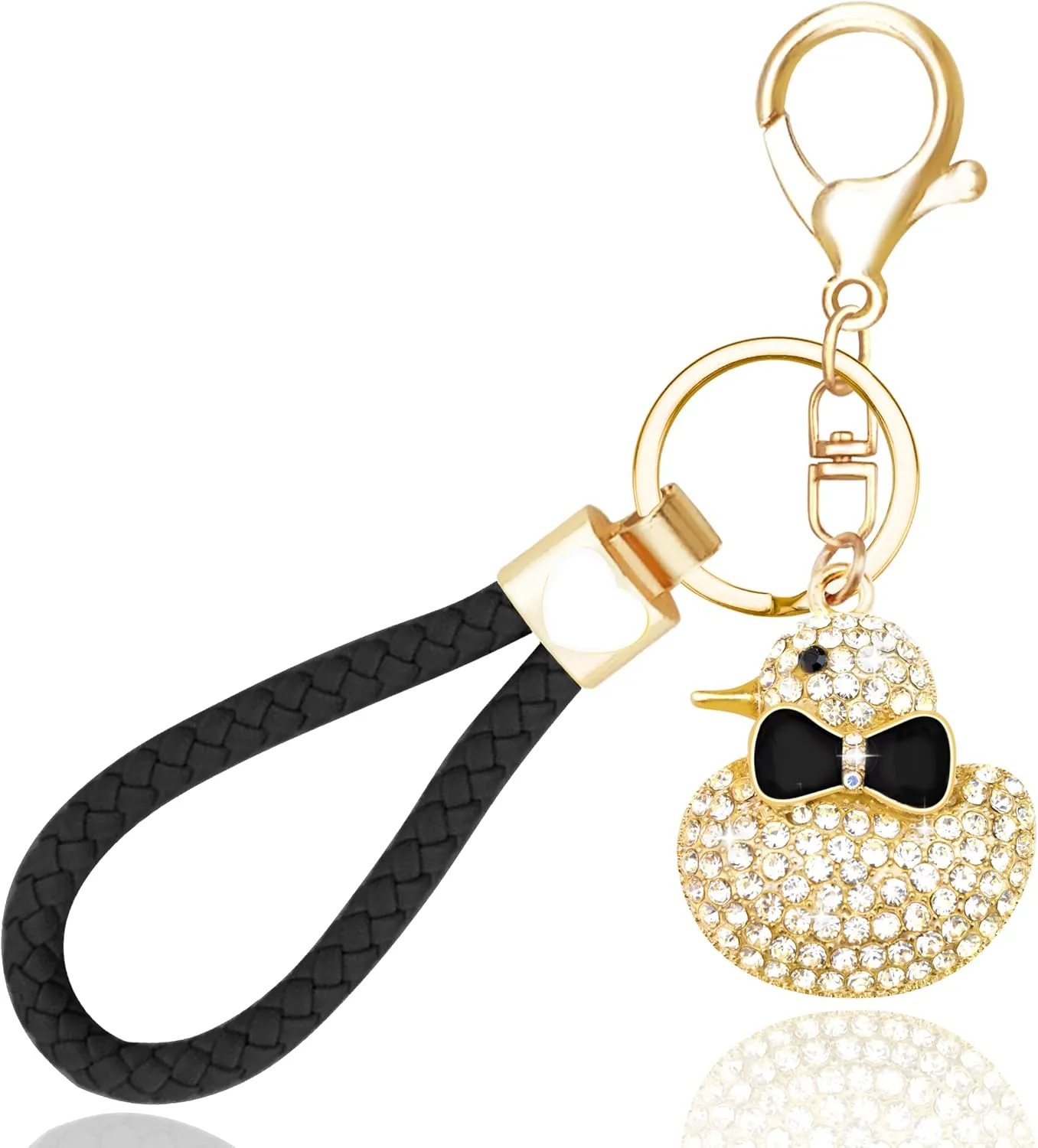Rhinestone Duck Keychain Cute Bling Novelty Key Chains for Women Bow Duck Pendant Accessories Handbag Bag Charms