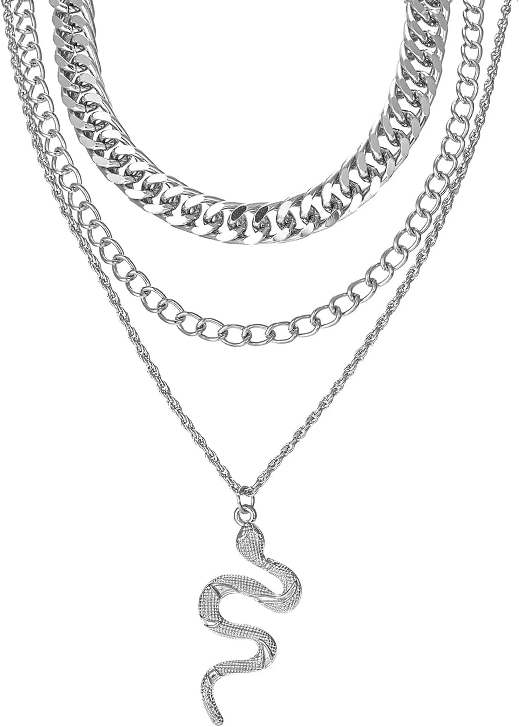 RINHOO FRIENDSHIP Layered Chunky Snake Necklace for Women Gold Snake Necklace Multilayered Punk Vintage Snake Neckalce Jewelry Gift for Women
