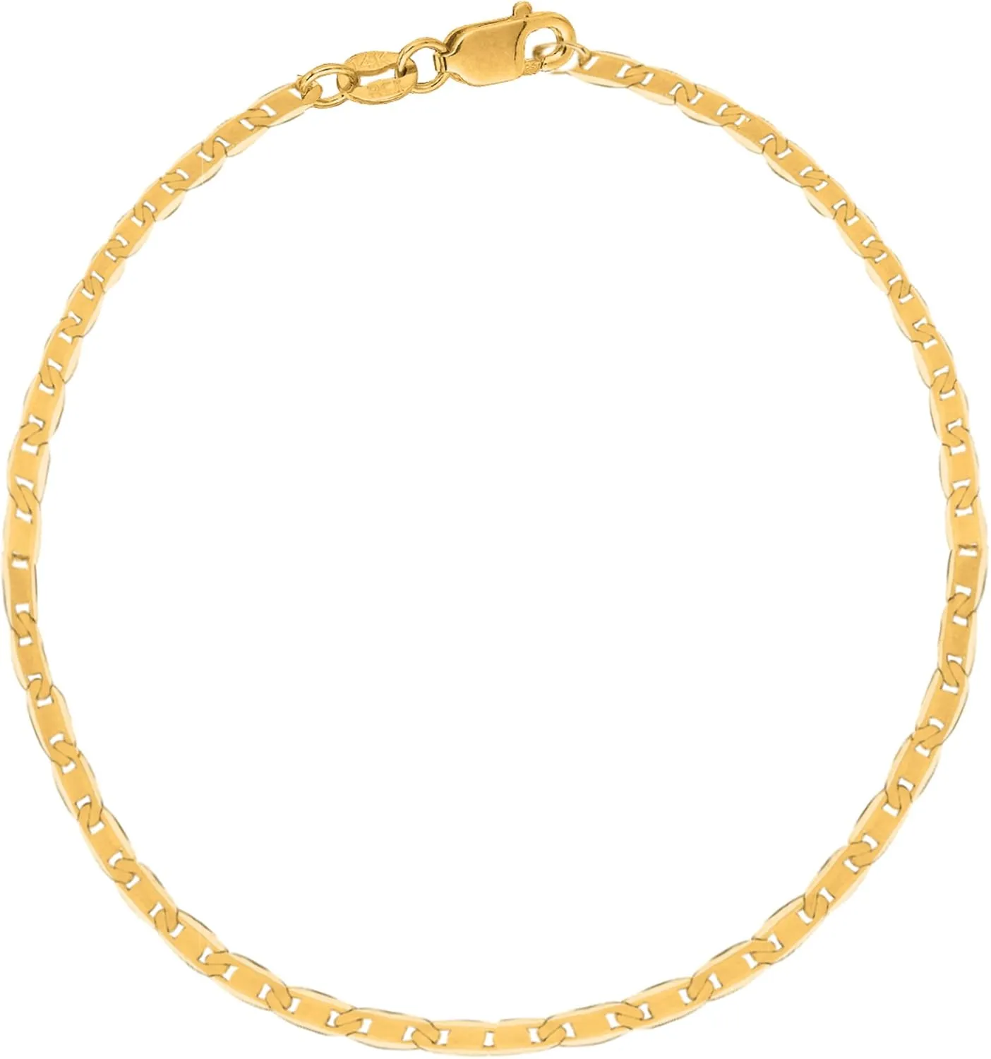 Ritastephens 10k Yellow Gold Mariner Link Foot Chain Anklet, Bracelet, or Chain Necklace (2.3mm)
