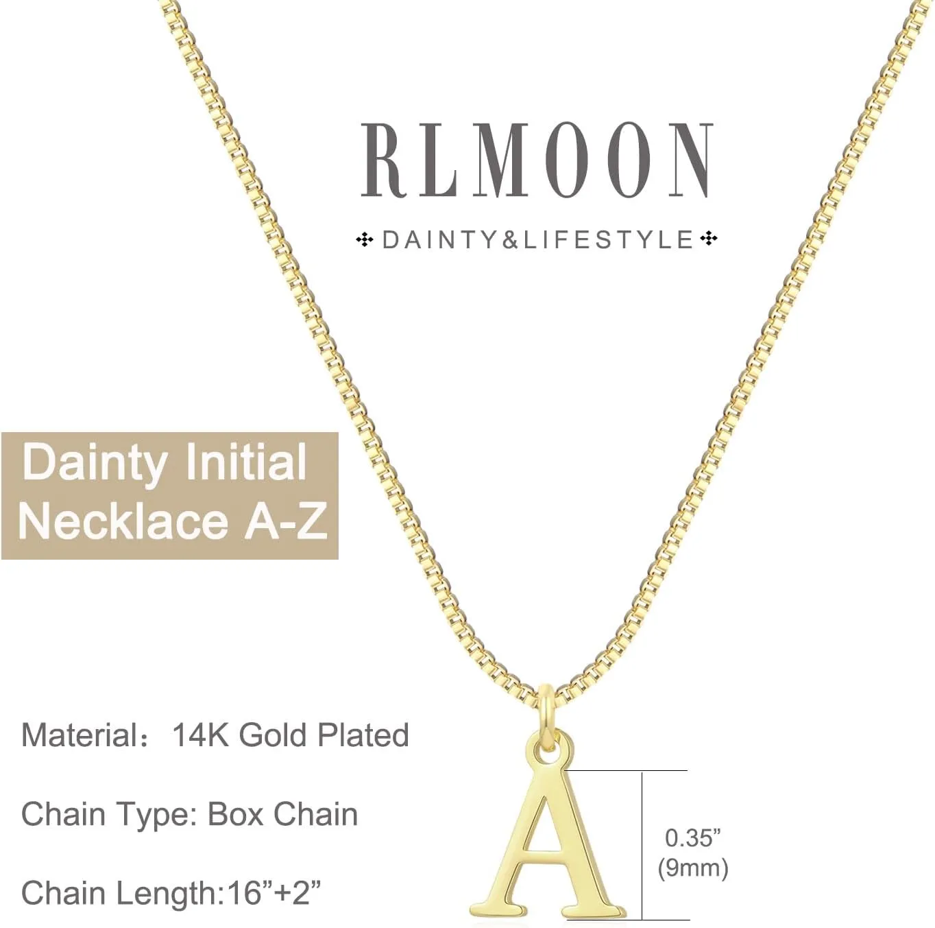 RLMOON Gold/Silver Initial Necklaces for Women 14K Gold Plated Dainty Letter Necklace Tiny Silver Initial Pendant Name Necklace A-Z Personalized Gift Trendy Jewelry