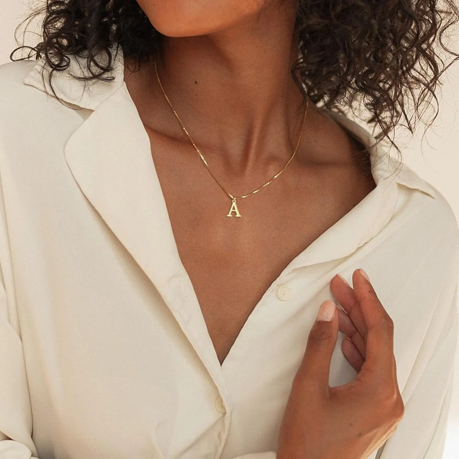 RLMOON Gold/Silver Initial Necklaces for Women 14K Gold Plated Dainty Letter Necklace Tiny Silver Initial Pendant Name Necklace A-Z Personalized Gift Trendy Jewelry
