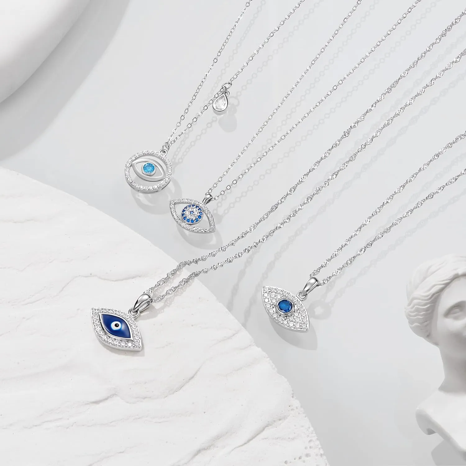 S925 Stering Silver Cross Necklace for Women Cubic Zirconia Evil Eye Pendant Necklaces Dainty Simple Lucky Protecion Pendant Jewelry for Women Ladies 18 Chain