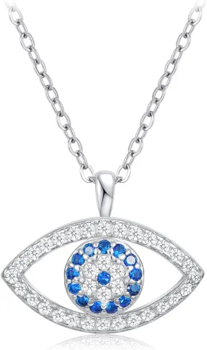 S925 Stering Silver Cross Necklace for Women Cubic Zirconia Evil Eye Pendant Necklaces Dainty Simple Lucky Protecion Pendant Jewelry for Women Ladies 18 Chain