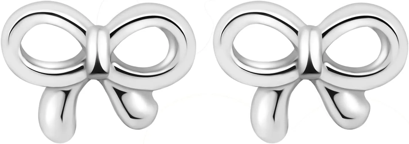 S925 Sterling Silver Minimalist Bow Earrings Gold Silver Bow Stud Earrings Set Cute Ribbon Earrings Wedding Party Bow Jewelry Gifts