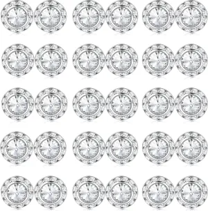 SAILIMUE 15Pairs Rhinestone Earrings For Women Dance Competition Performance Ballet Stud Earrings Stainless Steel Round Acrylic Stone Inside Rhinestone Crystal Halo Dance Competition Earrings Set 15mm 20mm