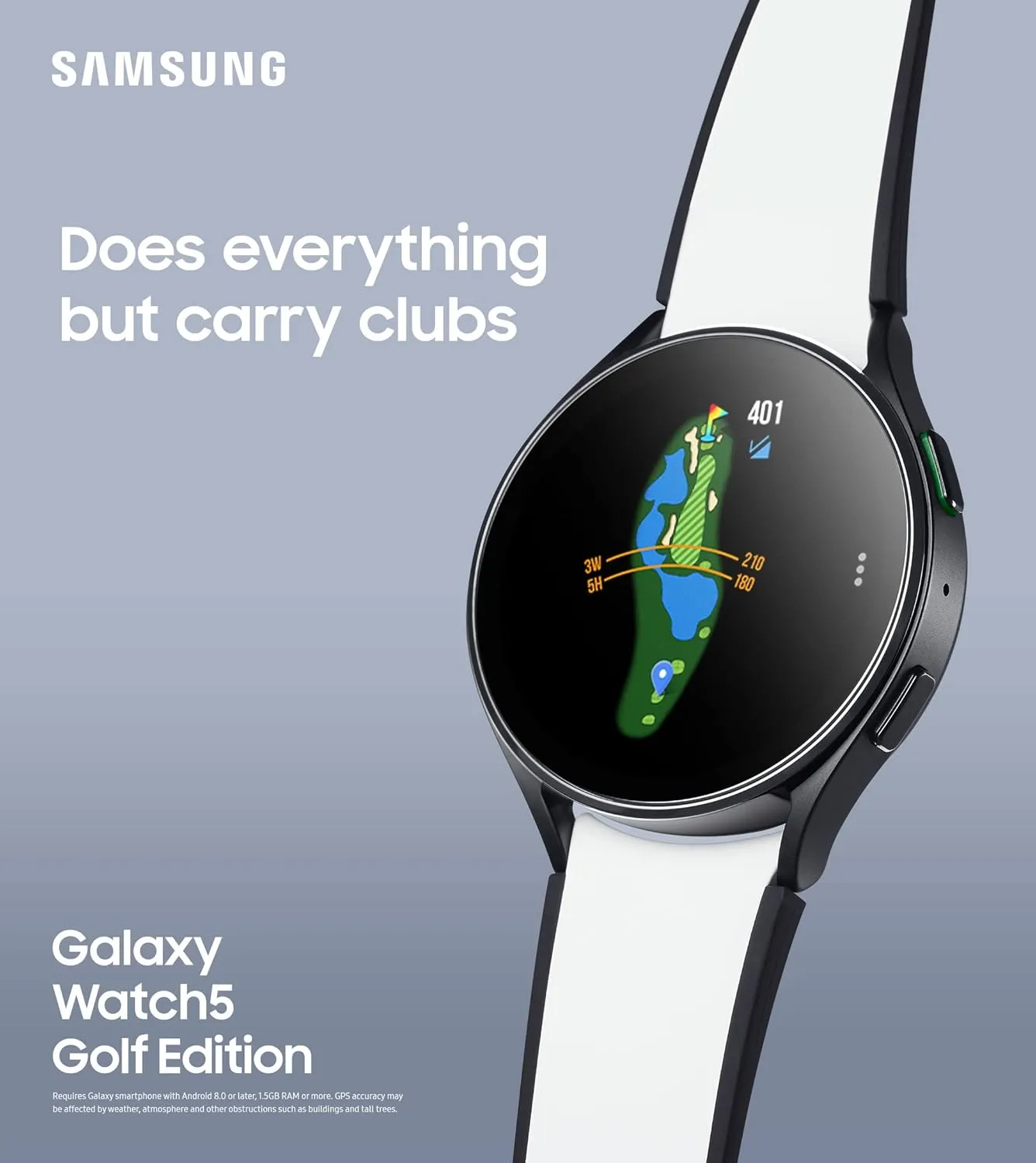 SAMSUNG Galaxy Watch 5 Golf Edition, 44mm Bluetooth Smartwatch w/ Body, Health, Fitness and Sleep Tracker, Improved Battery, Enhanced GPS Tracking, US Version, Gray Bezel w/Two-Tone Band