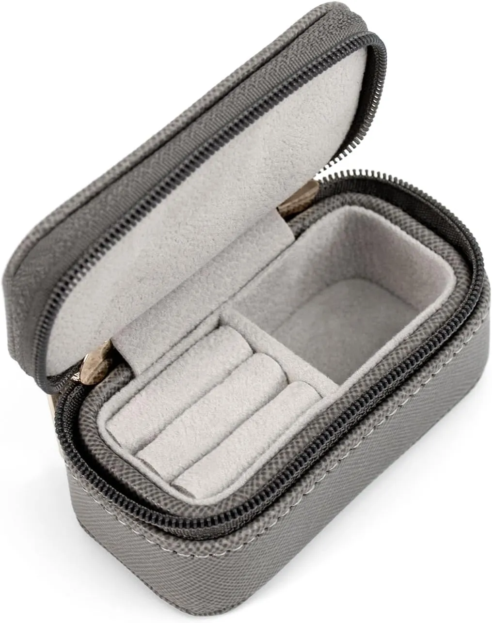 SANQIANWAN Luxury Mini Travel Ring Box for Women,Portable Leather jewelry Case Organizer for Rings Earrings Necklaces,Gift for Wife Girls Friends Family (Gray)