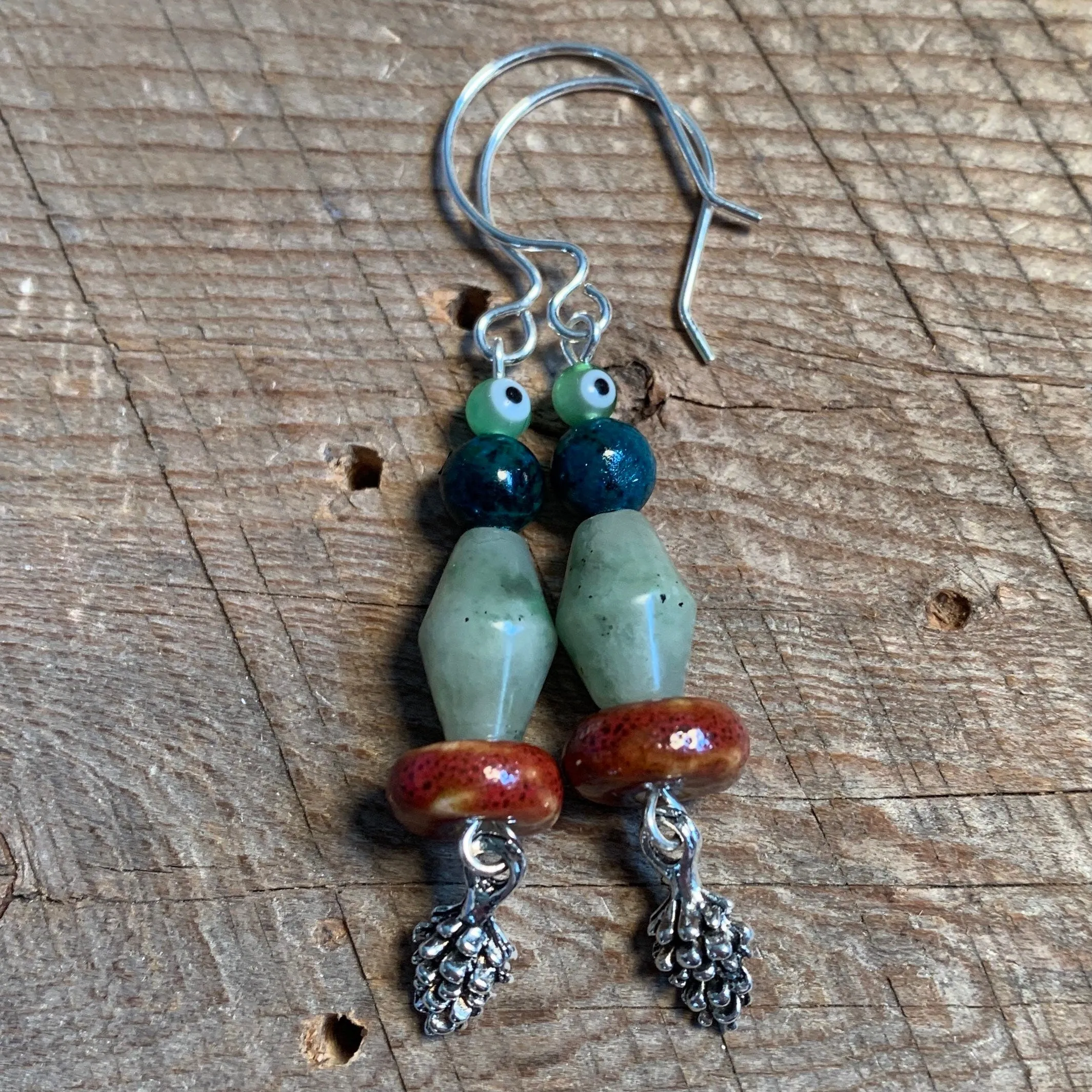SariBlue® Pinecone and Evil Eye Earrings