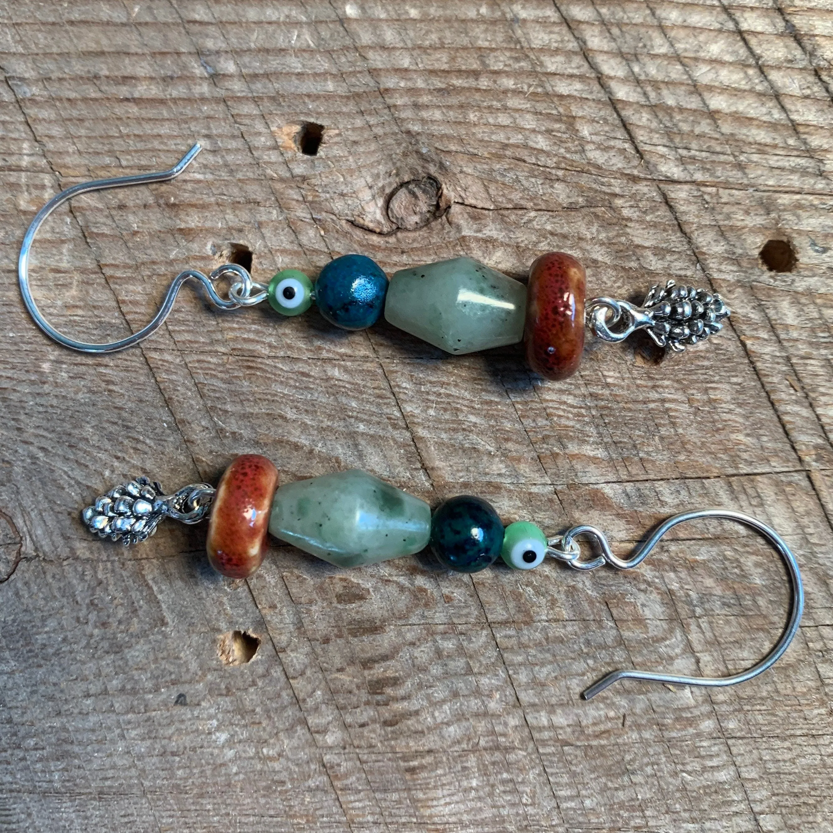 SariBlue® Pinecone and Evil Eye Earrings
