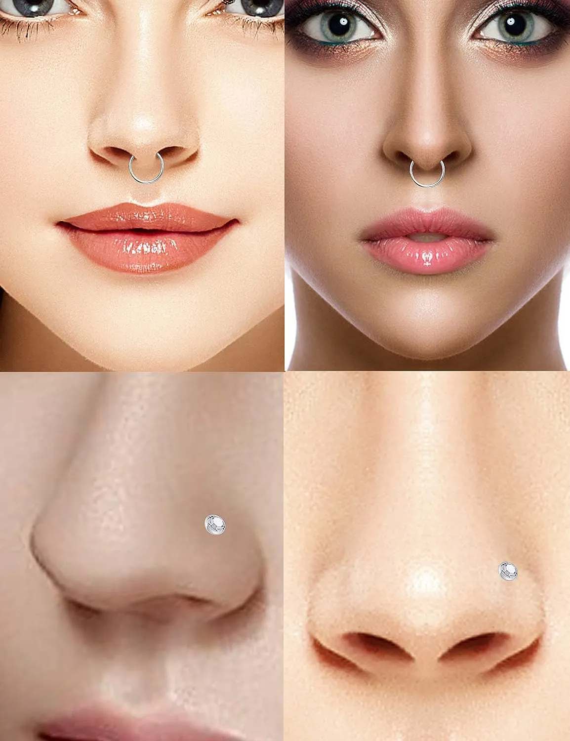 SCERRING 20G 5PCS Mix Color Stainless Steel L-Shape Nose Stud Ring Piercing Body Jewelry 2mm Top