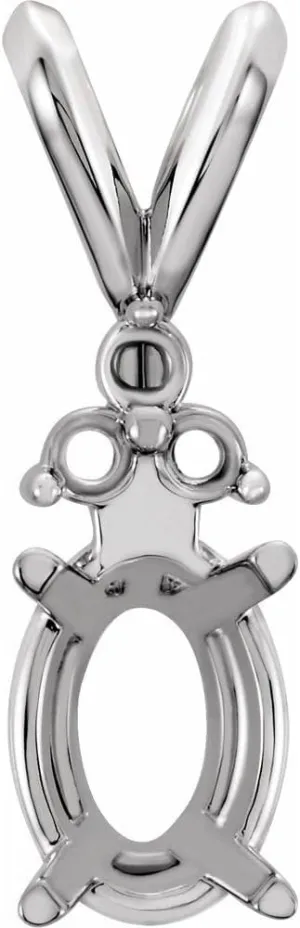Semi-Polished Platinum 7x5mm Oval Shape Pendant with Accents for Approximately 3/4 cttw Fine Jewelry for Women Gifts for Her (Mounting Only, Not All Stones Included)