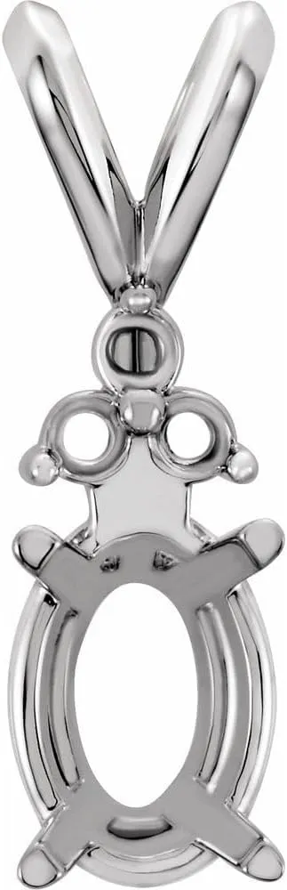 Semi-Polished Platinum 7x5mm Oval Shape Pendant with Accents for Approximately 3/4 cttw Fine Jewelry for Women Gifts for Her (Mounting Only, Not All Stones Included)
