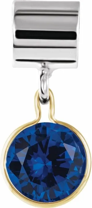 Semi-Polished Sterling Silver Round Shape and 14k Yellow Gold Round Shape September Birthstone Charm Pendant Fine Jewelry for Women Gifts for Her