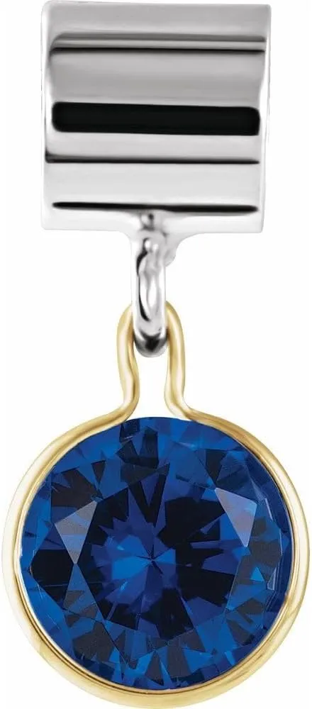 Semi-Polished Sterling Silver Round Shape and 14k Yellow Gold Round Shape September Birthstone Charm Pendant Fine Jewelry for Women Gifts for Her