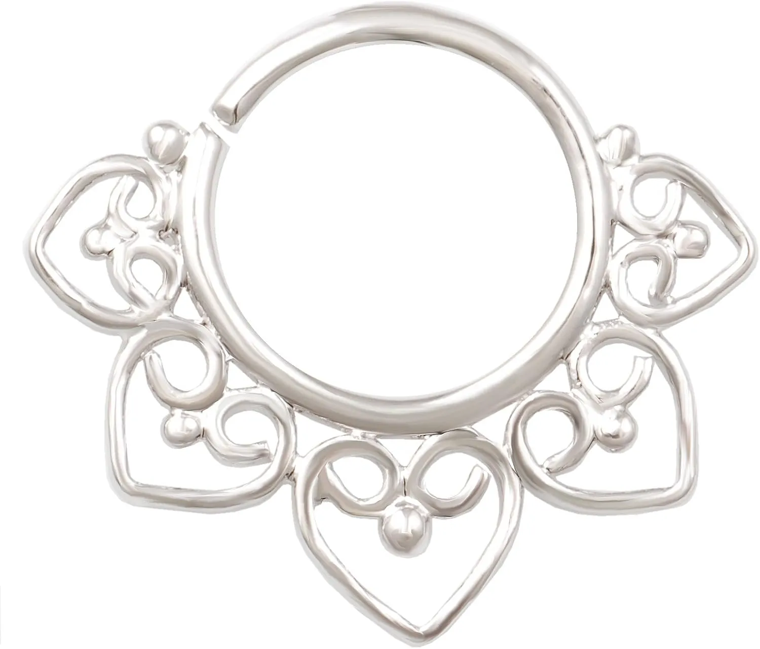 Septum 18g 5/16 unique seam hoop ring Solid brass rhodium plated daith nose ring nostril ear cartilage cool helix RHSTP 08