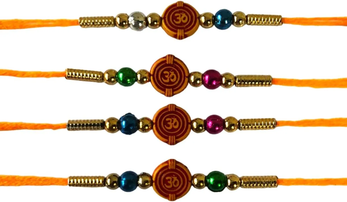 Set of 4 Rakhi for Brother Bhaiya Bhabhi Traditional Handmade Premium Quality Designer Rakhi Set Rakhi Thread Rakhdi Bracelets Rakshabandhan