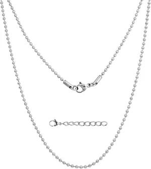 Silvadore Mens Dog Tag Chain Necklace - Silver ROPE Chain / BALL Chain / Stainless Steel CUBAN Link - Real NON TARNISH Surgical Metal - Cable Snake Curb Neck Jewelry - Cadena De Plata Para Hombre - Boys Cool Sterling Gift for Men - 18 to 36 inch