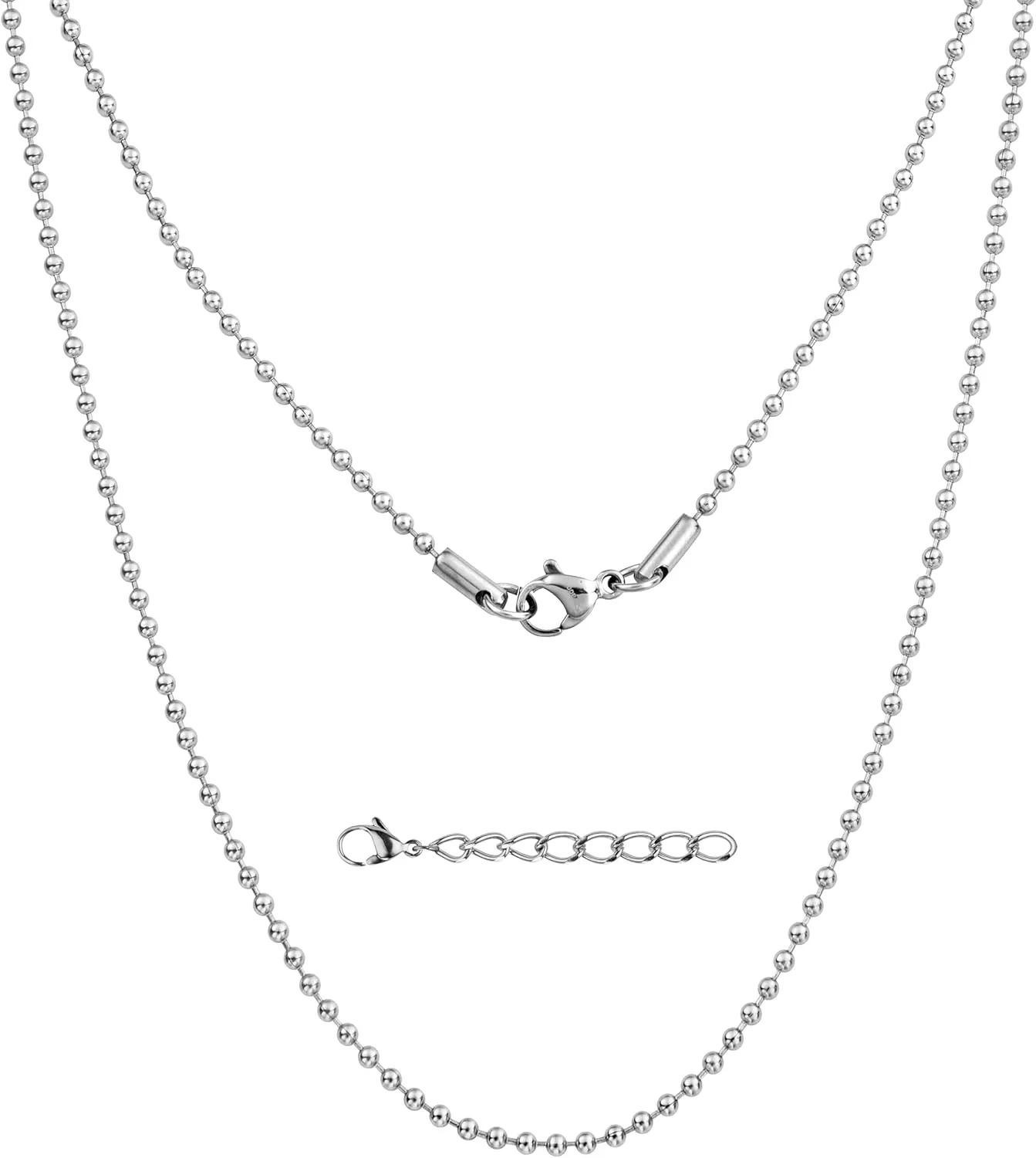 Silvadore Mens Dog Tag Chain Necklace - Silver ROPE Chain / BALL Chain / Stainless Steel CUBAN Link - Real NON TARNISH Surgical Metal - Cable Snake Curb Neck Jewelry - Cadena De Plata Para Hombre - Boys Cool Sterling Gift for Men - 18 to 36 inch