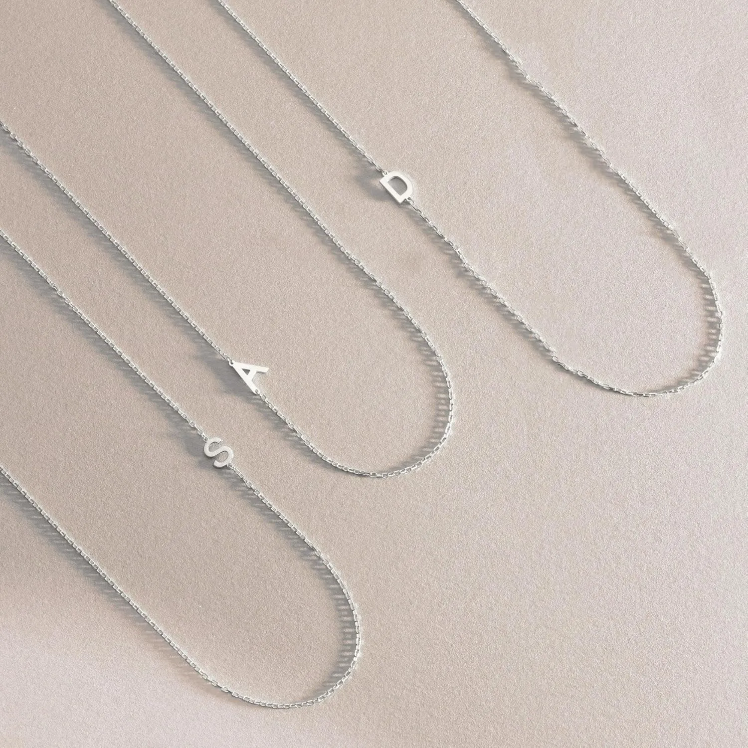 Silver Necklace for Women, Dainty Sideways Letter Necklace Sterling Silver Initial Necklace Cute Name Necklace Personalized Simple Silver Choker Necklaces for Women Trendy Jewelry Gifts